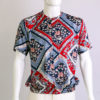 Multicolored boxed floral print shirt with waist bands